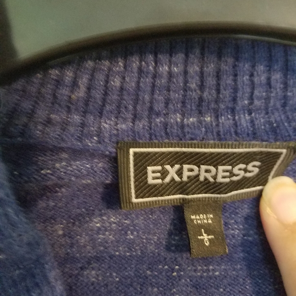 Express Mock Neck Heathered Blue Sweater - Picture 2 of 3